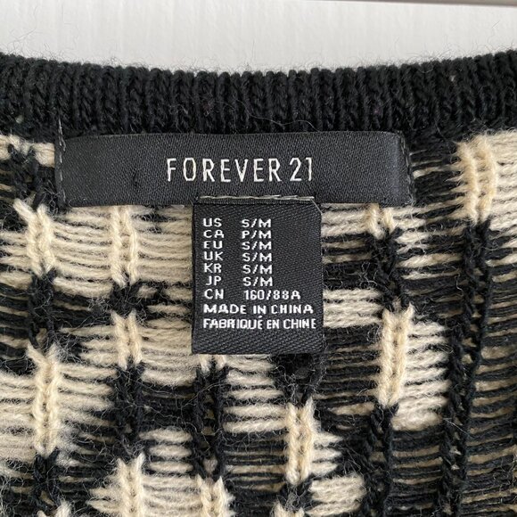 Forever 21 Abstract Lion Print Cardiagan Sweater – Black & Beige - Picture 5 of 8